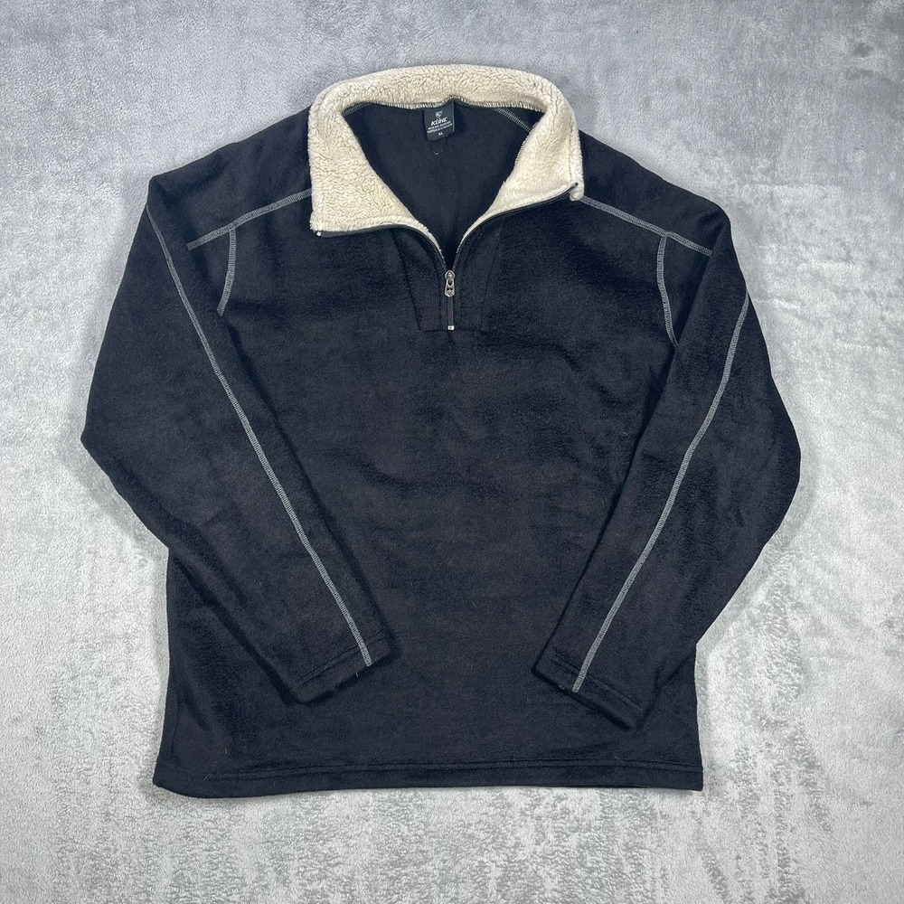 KUHL Interceptr 1/4 Zip Alfpaca Fleece Mens XL Black Sherpa Collar Pullover